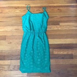 Green spaghetti strap dress
